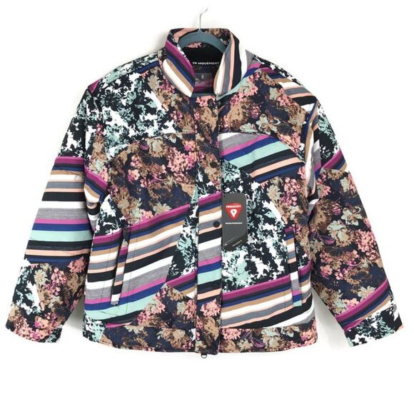 NEW Free People FP Movement Bunny Slope Printed Puffer Jacket Large Snow Winter